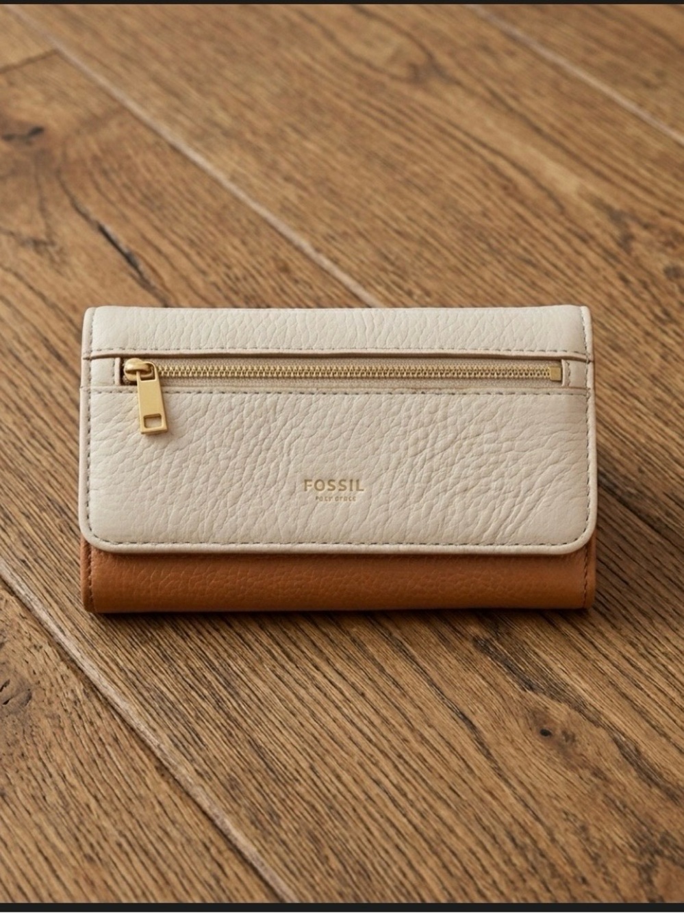 Fossil Preston Tan Multicolor Pebble Leather Flap Snap Wallet